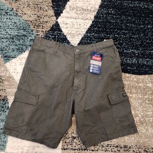 Wrangler Cargo Shorts Mens 36 Grey Ripstop Utility Casual Cotton NWT